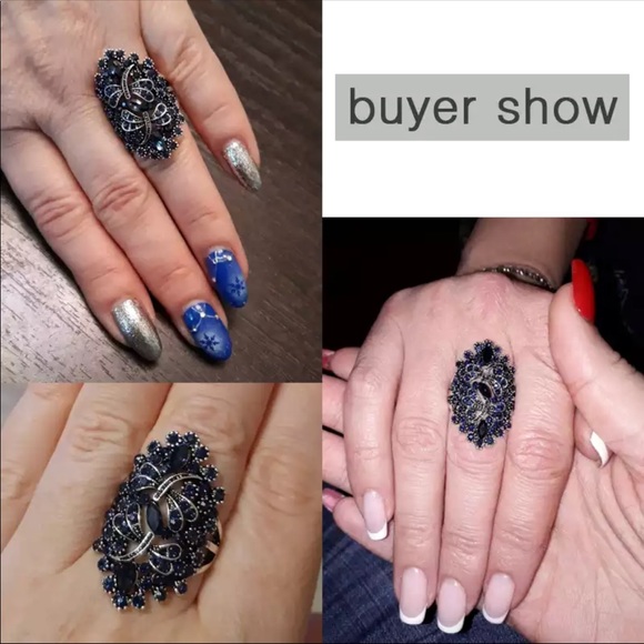 Vintage Antique Silver Dragonfly Ring - Picture 3 of 3